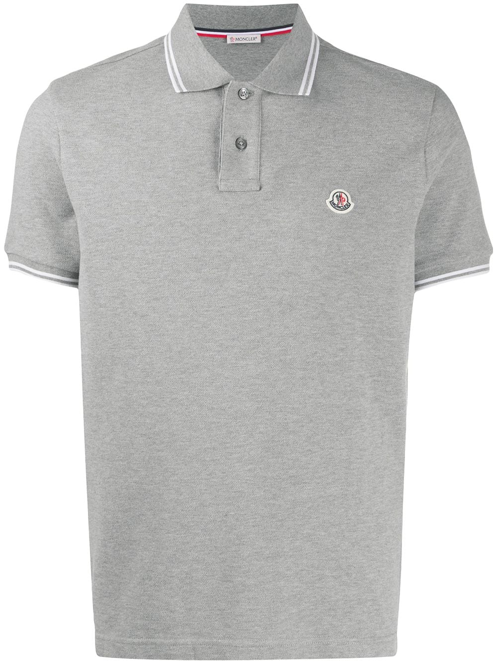 Moncler Striped Trim Polo Shirt In Grey