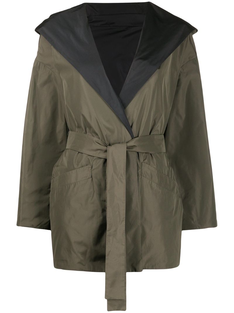 Herno Reversible Belted Parka In Green