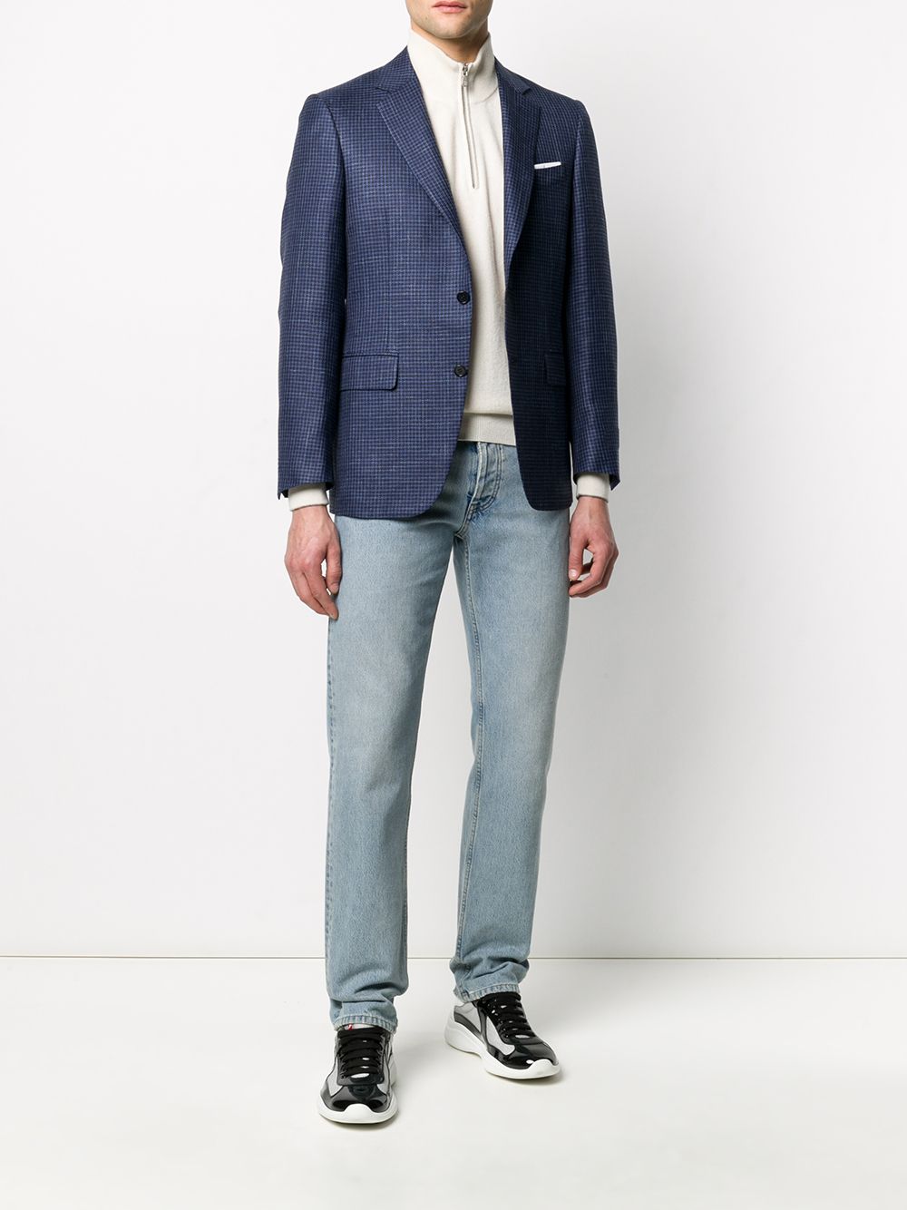 Canali Blazer met geweven textuur - Blauw