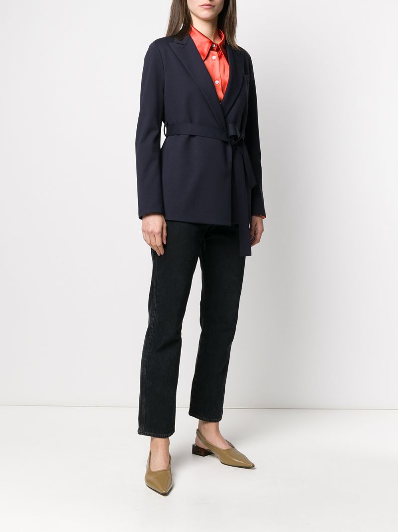 Shop Harris Wharf London Belted Wrap Blazer In Blue