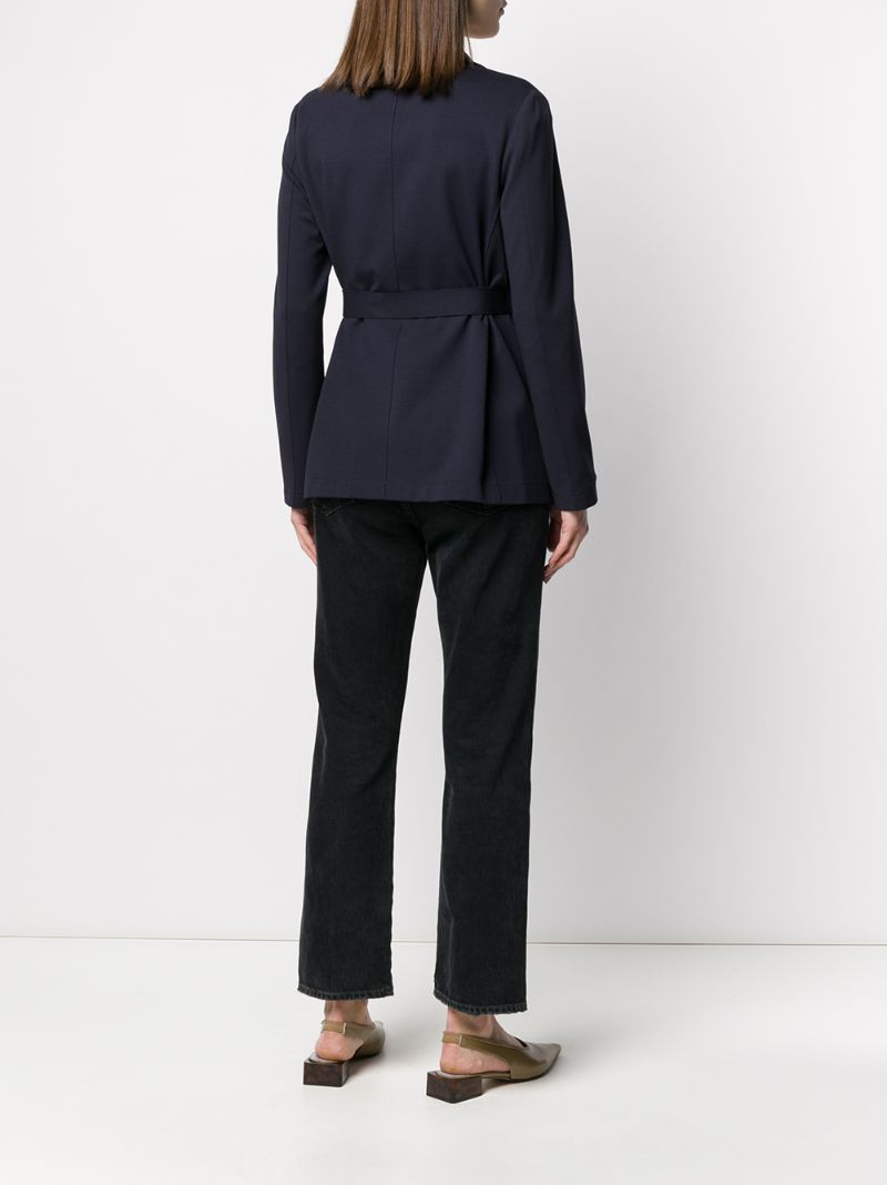 Shop Harris Wharf London Belted Wrap Blazer In Blue