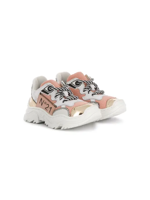 Nº21 Kids metallic-toe lace-up sneakers