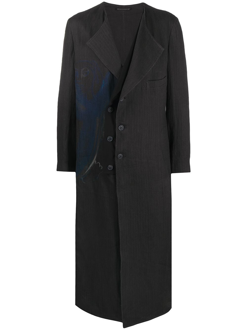 фото Yohji yamamoto пальто со смещенной застежкой