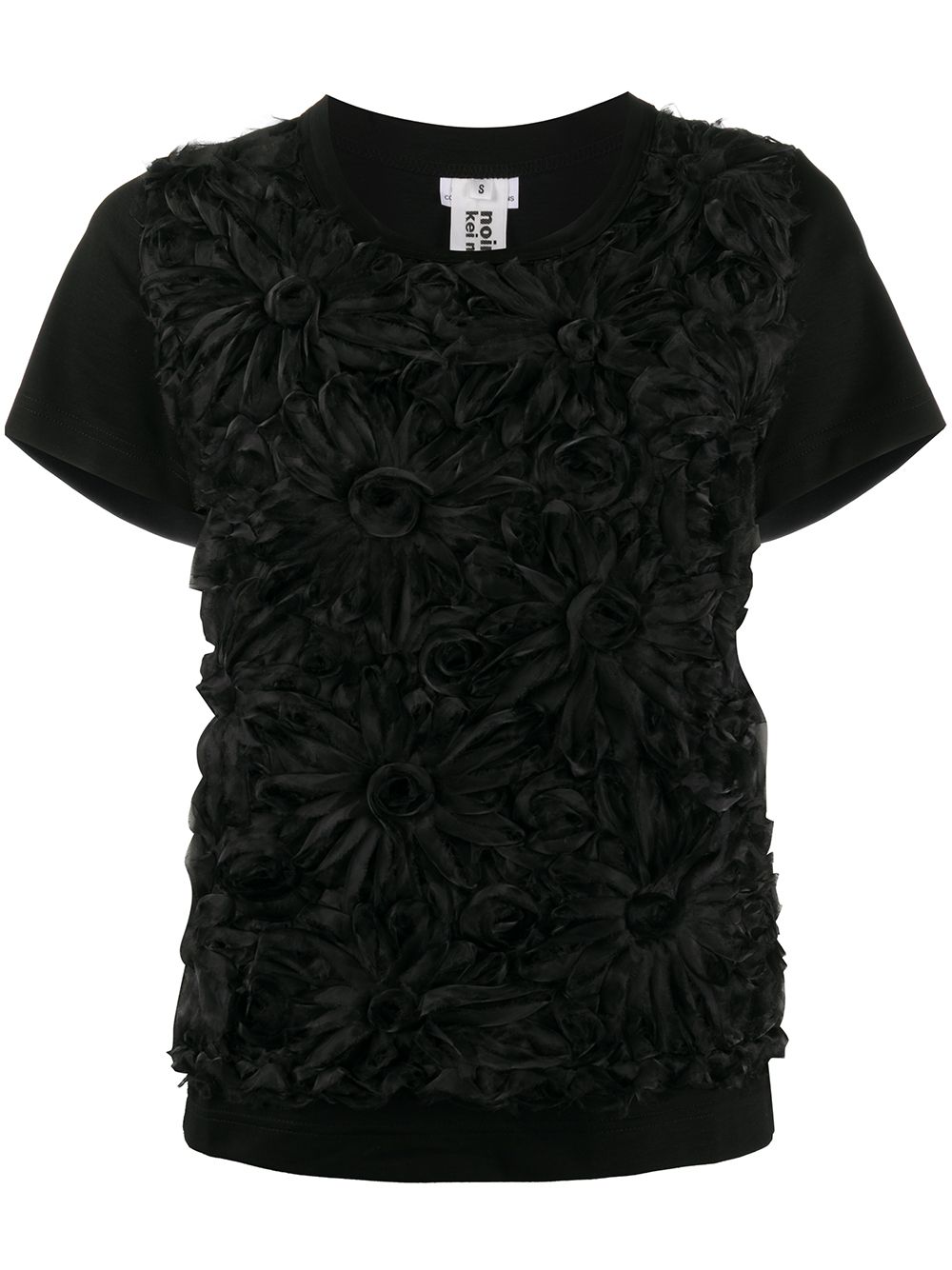 Comme Des Garçons Floral Appliqué T-shirt In Black