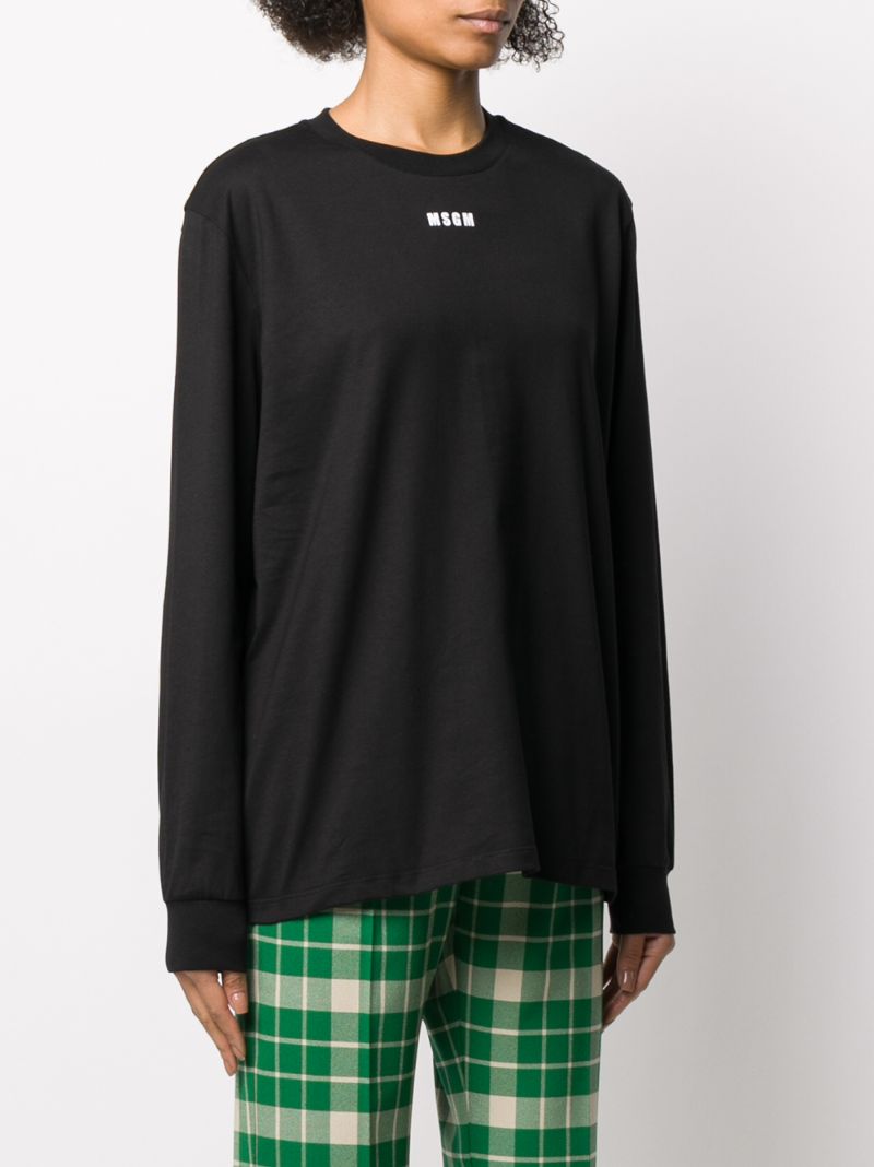 Shop Msgm Logo Print Long-sleeve T-shirt In Black