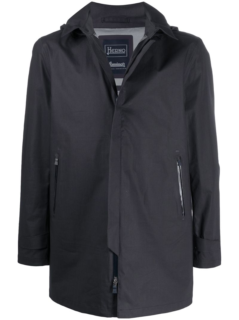 Shop Herno Hooded Raincoat In Blue