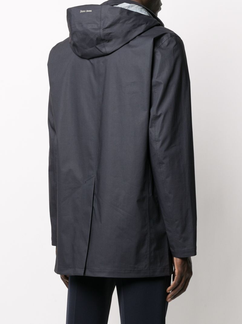 Shop Herno Hooded Raincoat In Blue