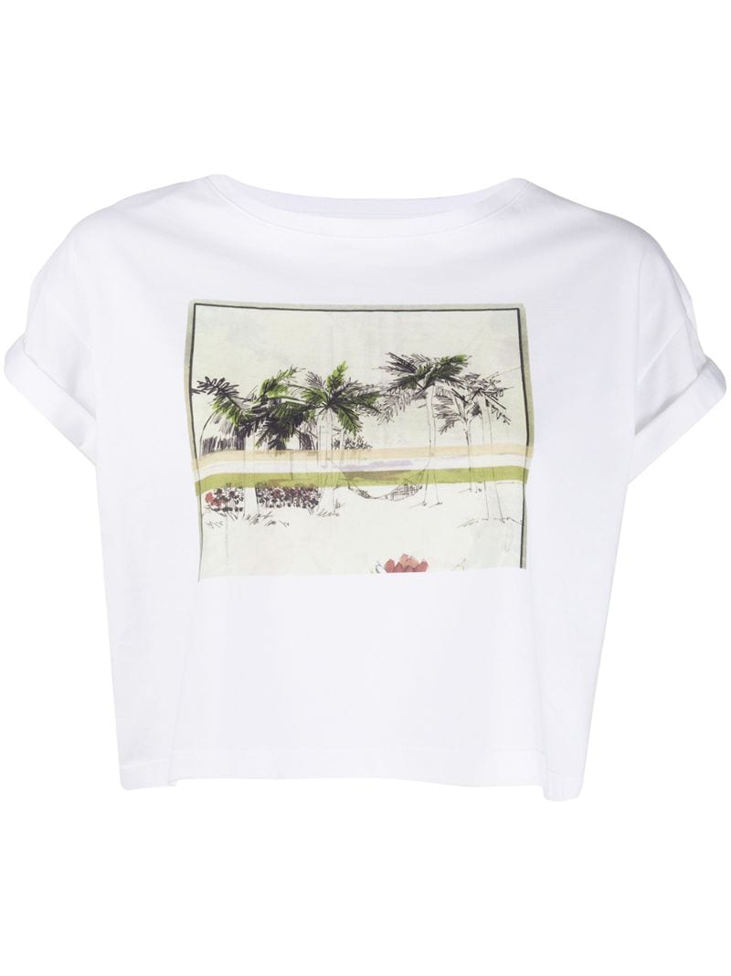 Erika Cavallini Palm Tree Print T-shirt In White