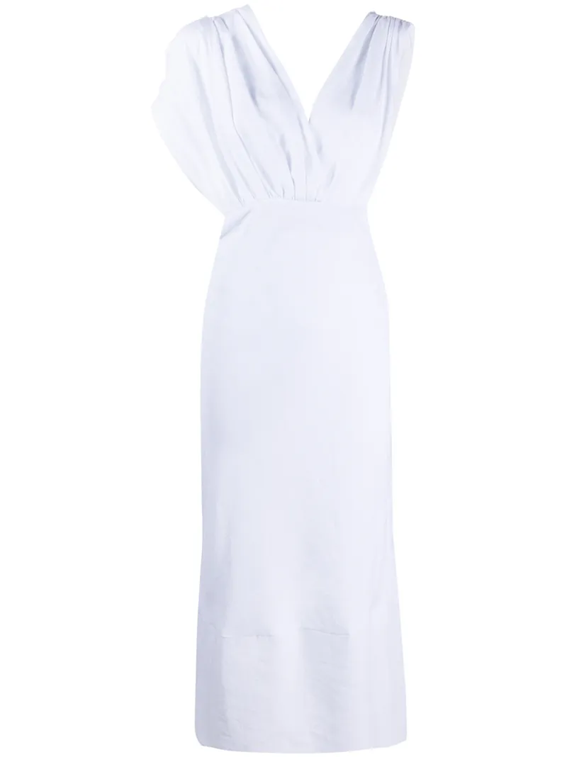 Miu Miu Fitted Midi Dress In White
