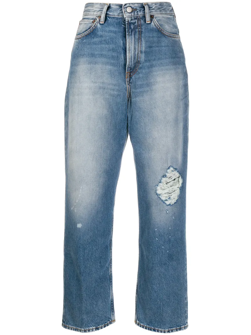 Acne Studios 1993 Destroyed Cropped Jeans In Blue
