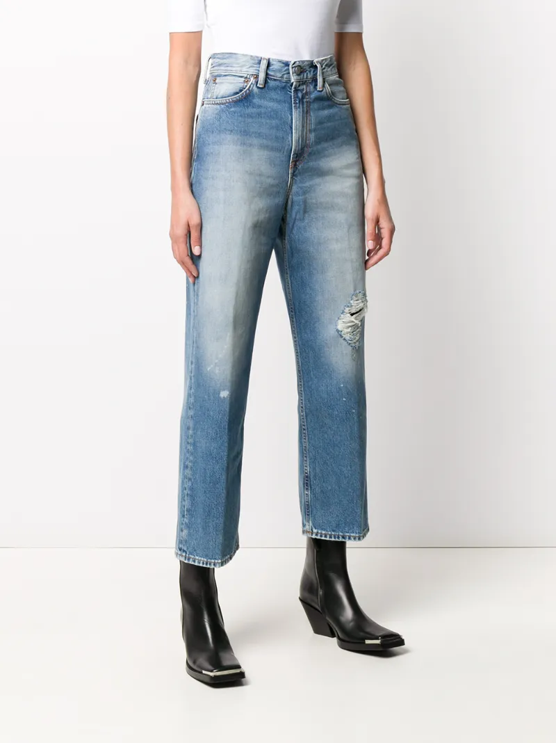 Acne Studios 1993 Destroyed Cropped Jeans In Blue