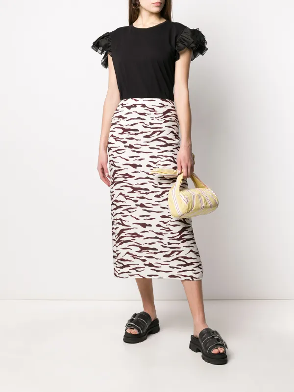 Blumarine 花柄フリル袖Tシャツ Blumarine フリルスリーブ Tシャツ 通販 - FARFETCH
