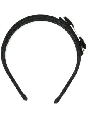 Salvatore Ferragamo ビジュー付きヘアバンド ブラック Ferragamo ヴァラリボン ビジューヘアバンド | ブラック | FARFETCH JP