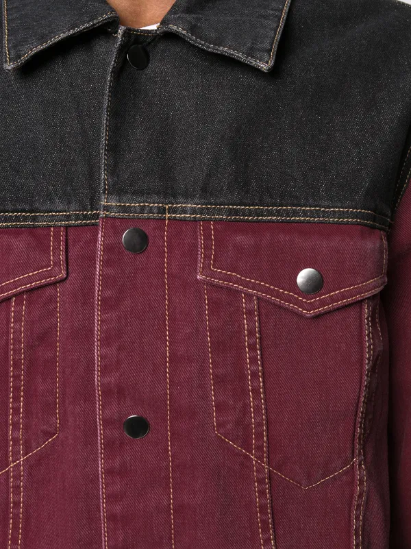 maroon colour denim jacket