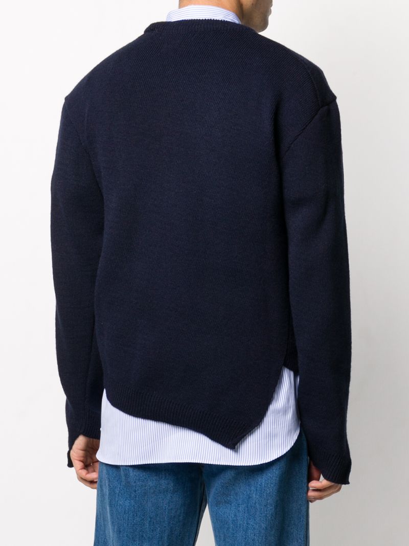 Shop Comme Des Garçons Shirt Asymmetric Hem Jumper In Blue