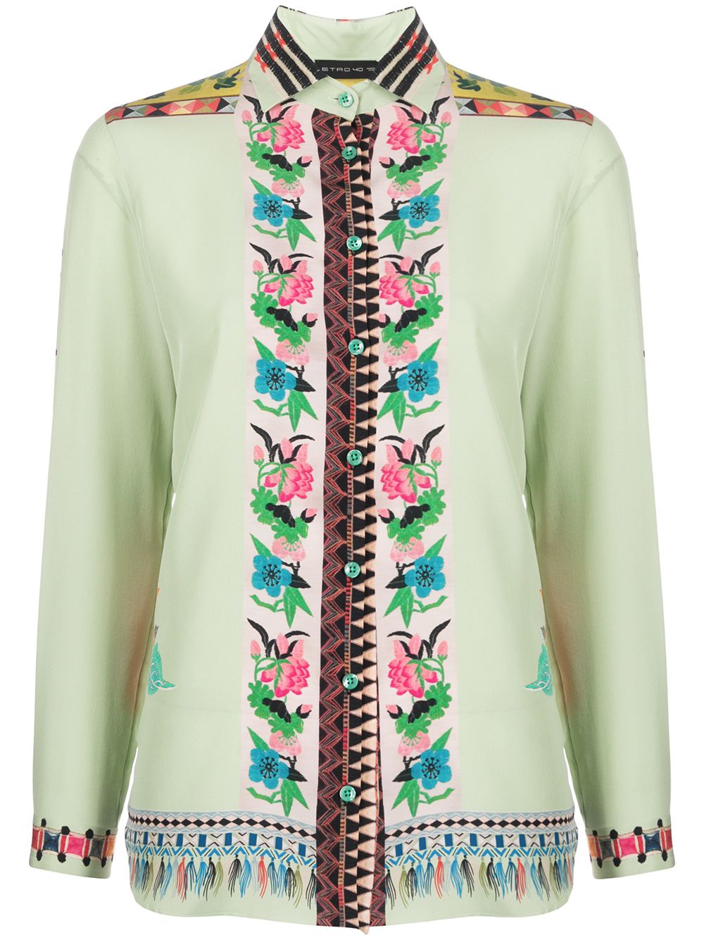 Shop Etro Mixed-pattern Shirt In Green