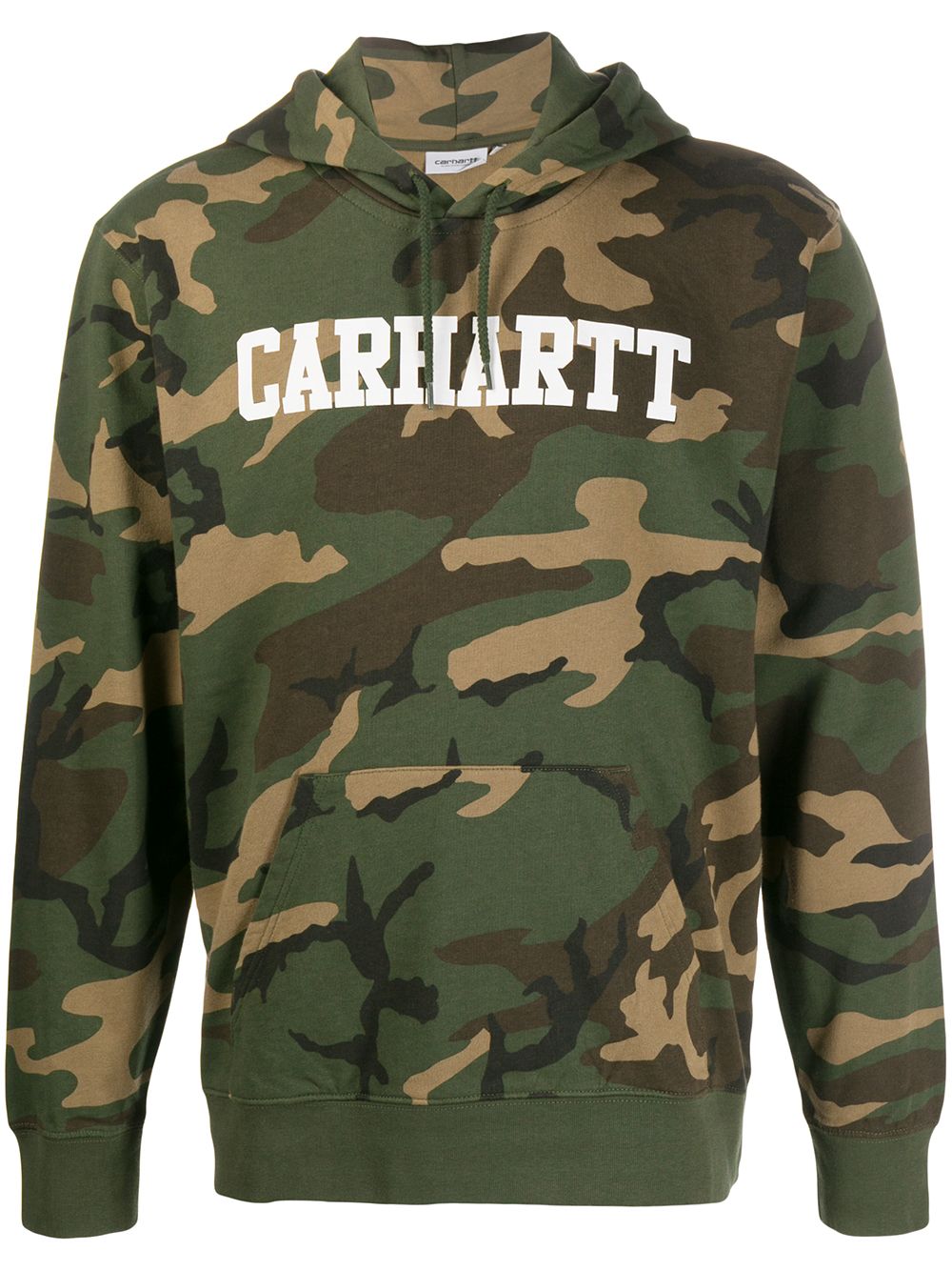 Carhartt Logo Print Camouflage Hoodie In Green