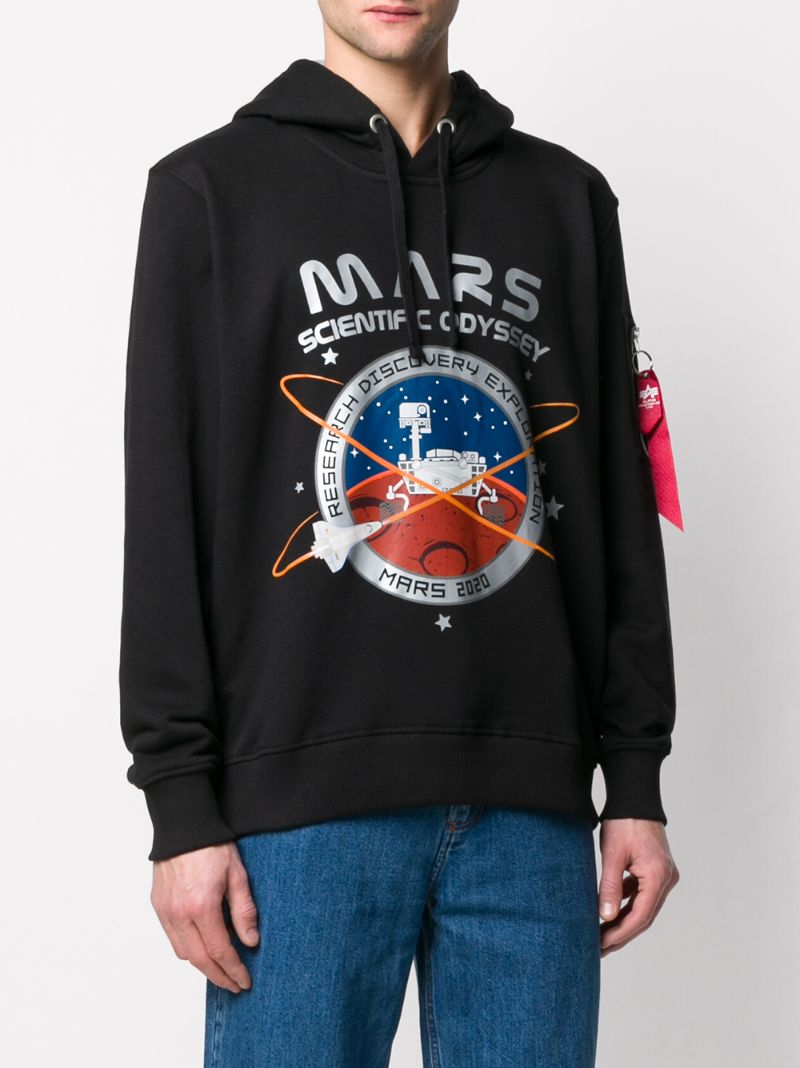 Shop Alpha Industries Mars 2020 Printed Hoodie In Black