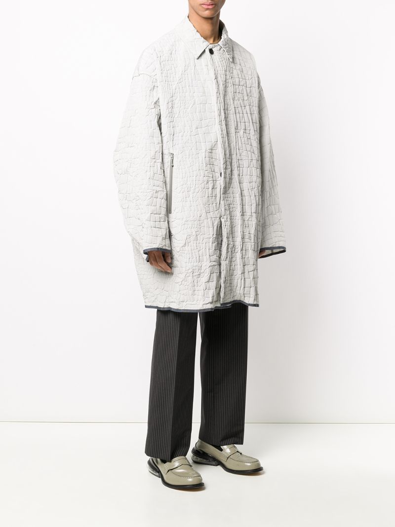 Shop Kolor Oversized Crocodile-effect Coat In Grey