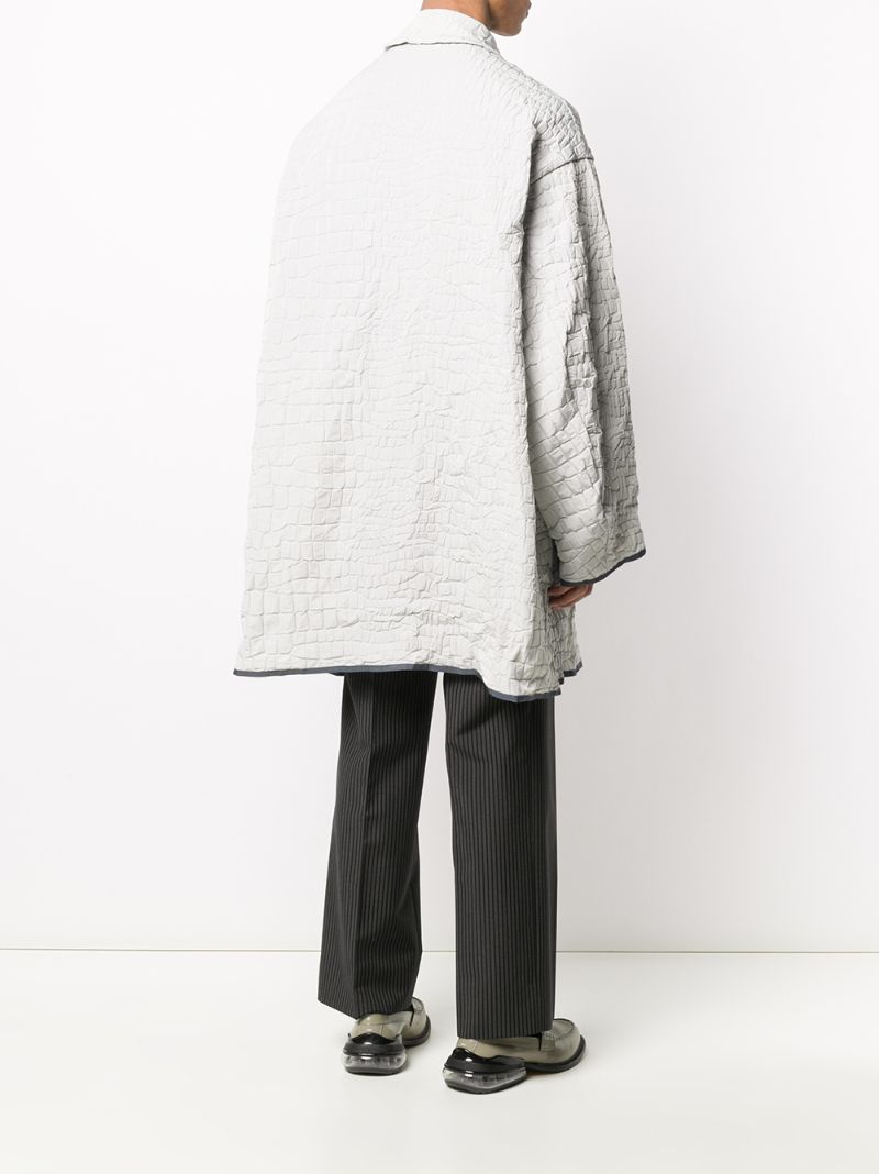 Shop Kolor Oversized Crocodile-effect Coat In Grey