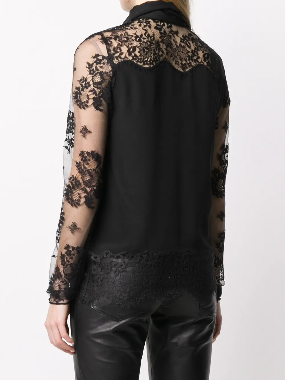 Faith Connexion Lace Sleeve Blouse In Black