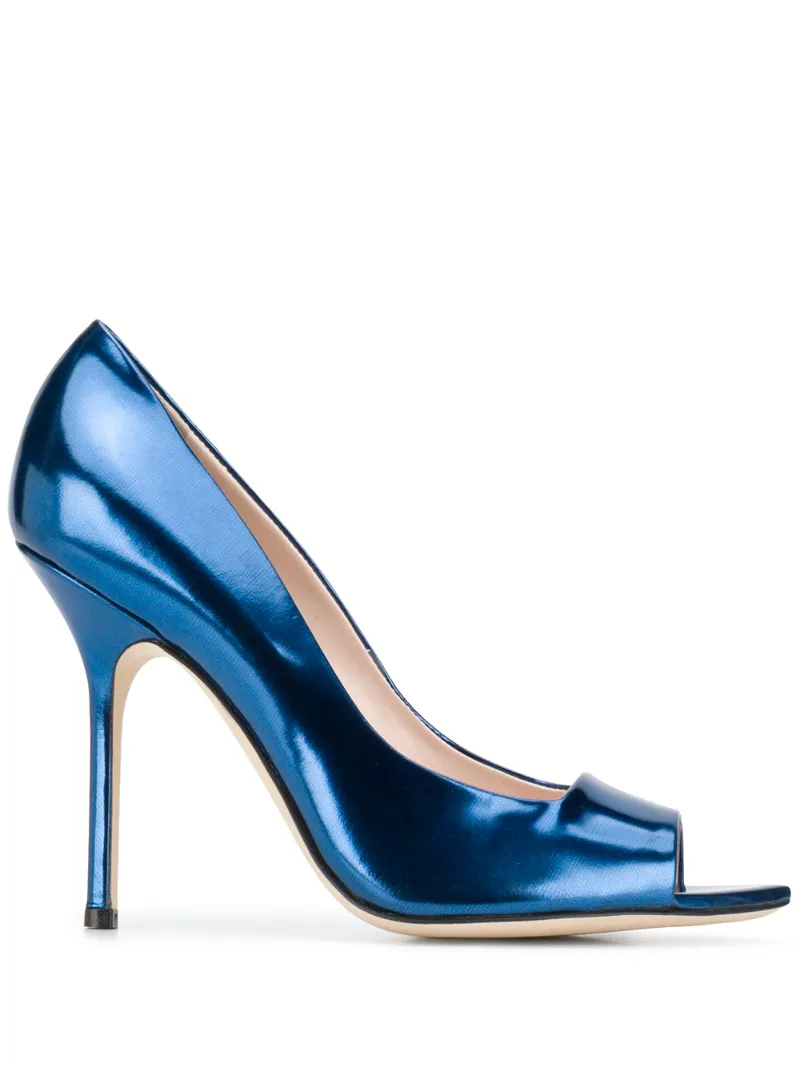 metallic blue pumps