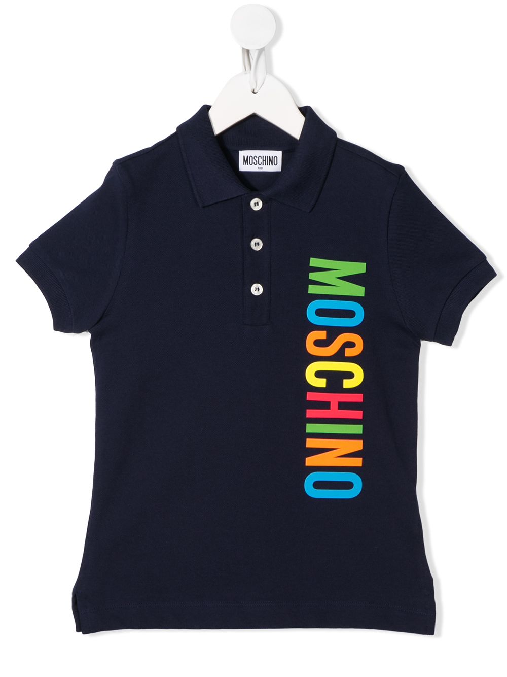 Moschino Kids' Logo Print Polo Shirt In Blue