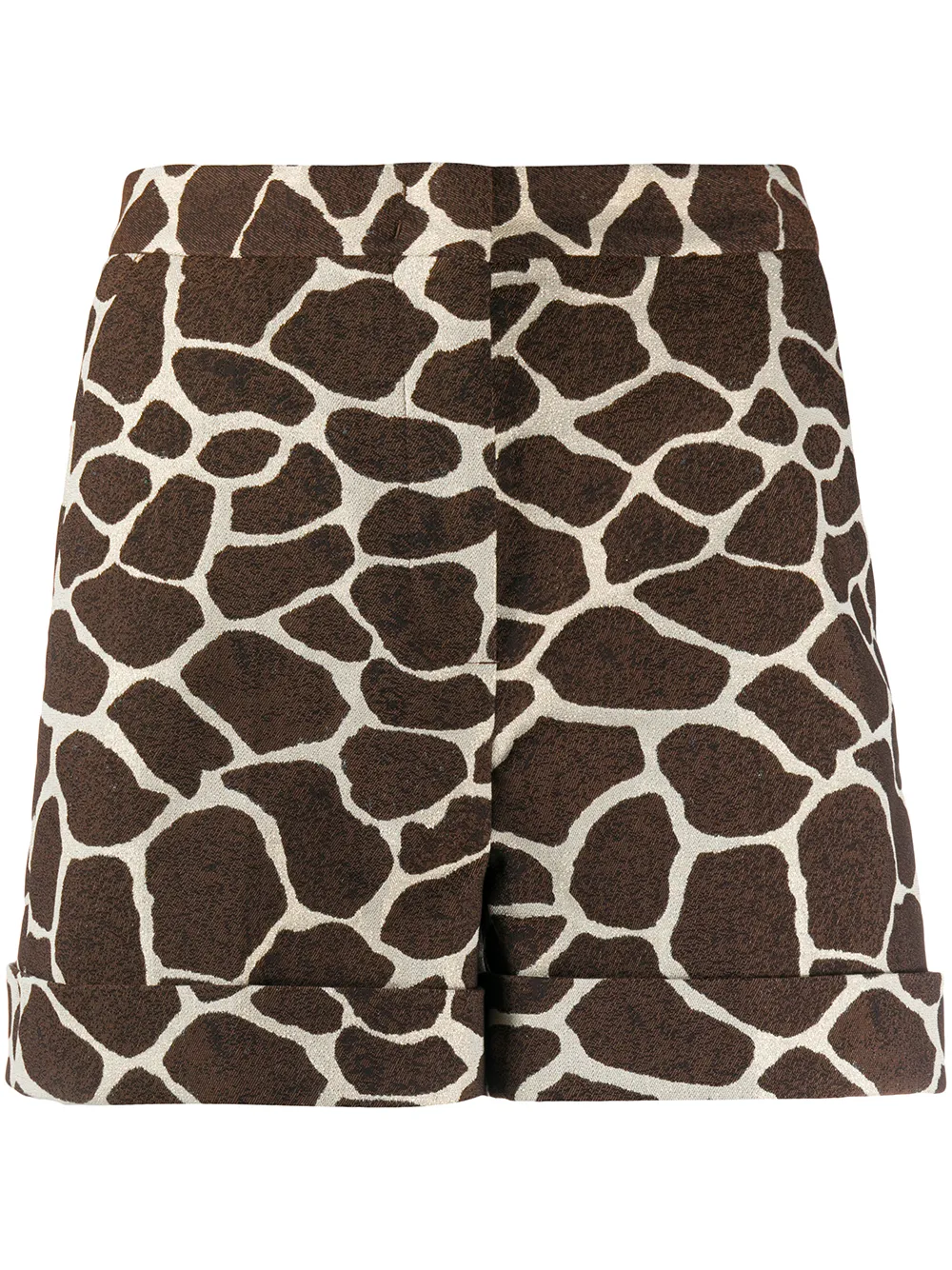 Pt01 High-waisted Giraffe-print Shorts In Multicolor