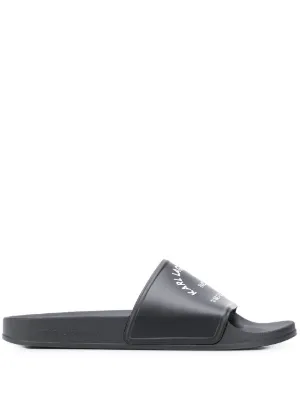 Neighborhood x Paes logo-print Slides | Black | FARFETCH