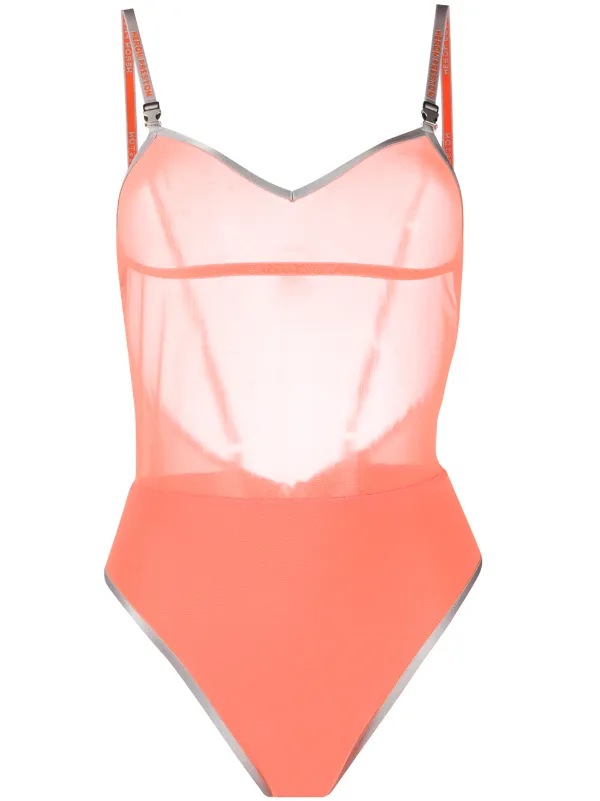 sheer panel swimsuit