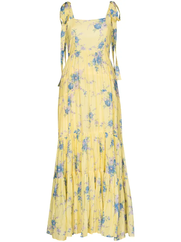 yellow and blue maxi dress