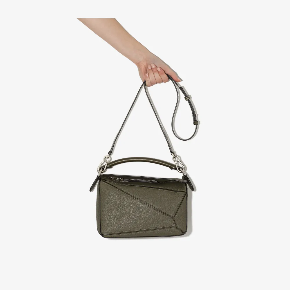 Click to view more detailed imagery on our partner's website Loewe Khaki Green Puzzle Small Leather Shoulder Bag