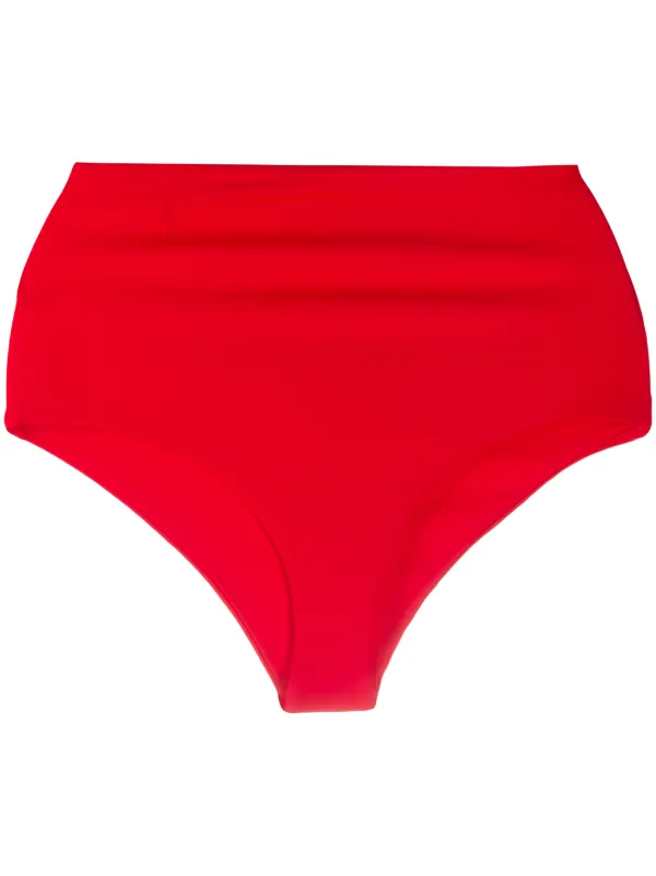 red high waisted swim bottoms