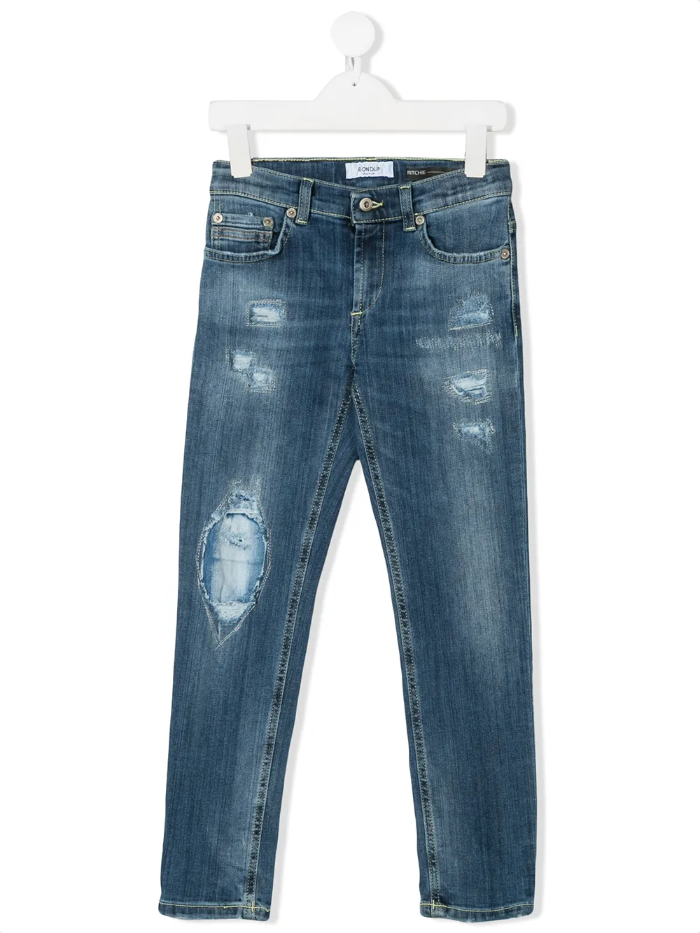 Dondup Kids' Mid-rise Straight Leg Jeans In Blue