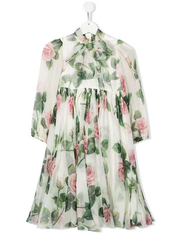 Jeg klager Påvirke tidevand Dolce & Gabbana Kids Tropical Rose Print Dress - Farfetch