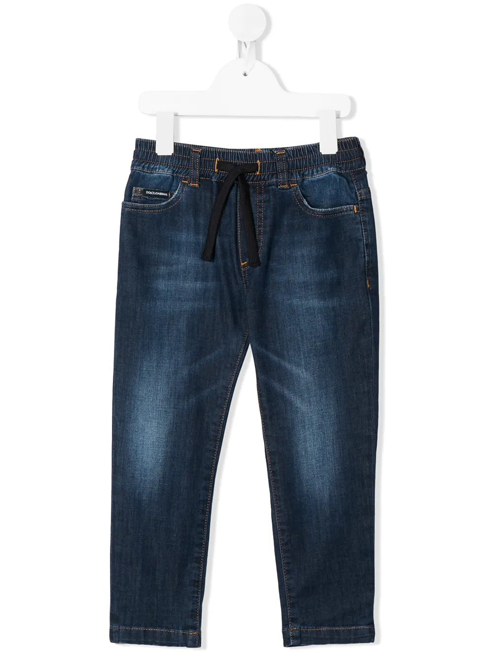 

Dolce & Gabbana Kids jeans rectos con cordón en la cintura - Azul