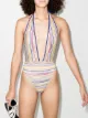 Image 2 of Missoni Mare stripe print halterneck swimsuit
