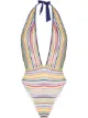 Image 1 of Missoni Mare stripe print halterneck swimsuit