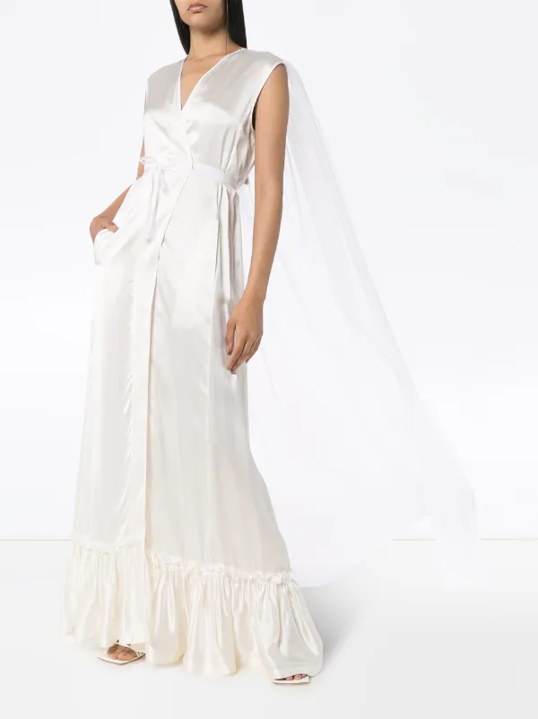 Shop White Mm6 Maison Margiela Ruffled Wrap Gown With Express Delivery Farfetch