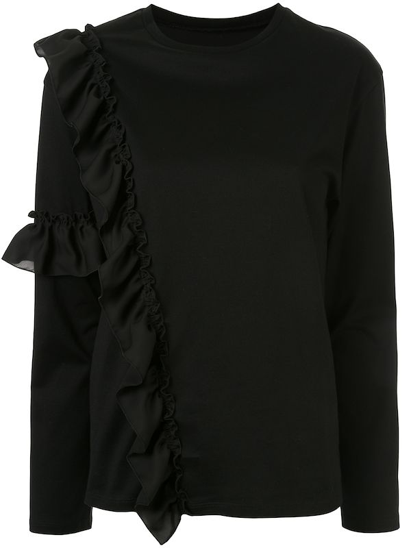 Le Ciel Bleu Crew Neck Ruffle Trimmed Top Ss20 Farfetch Com