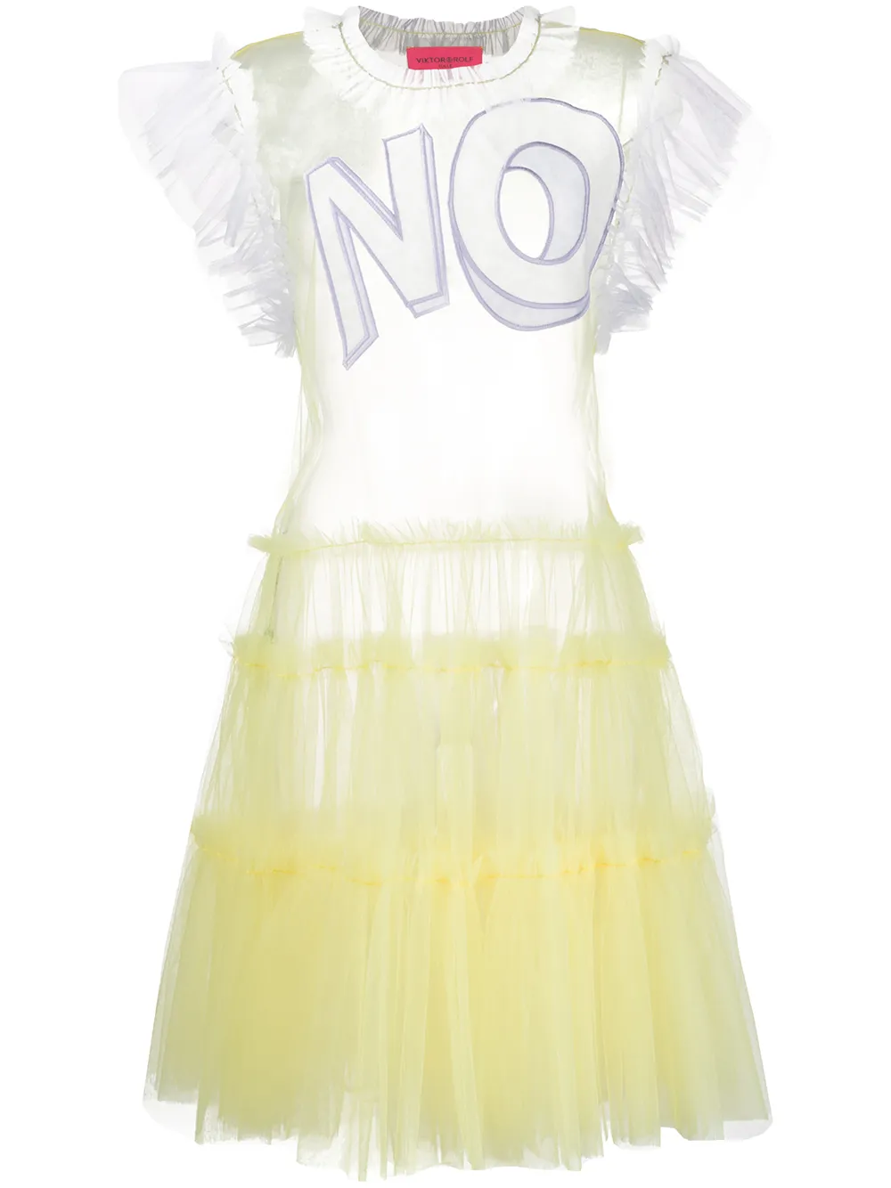 Viktor & Rolf Ruffle-trimmed Tulle Dress In Yellow
