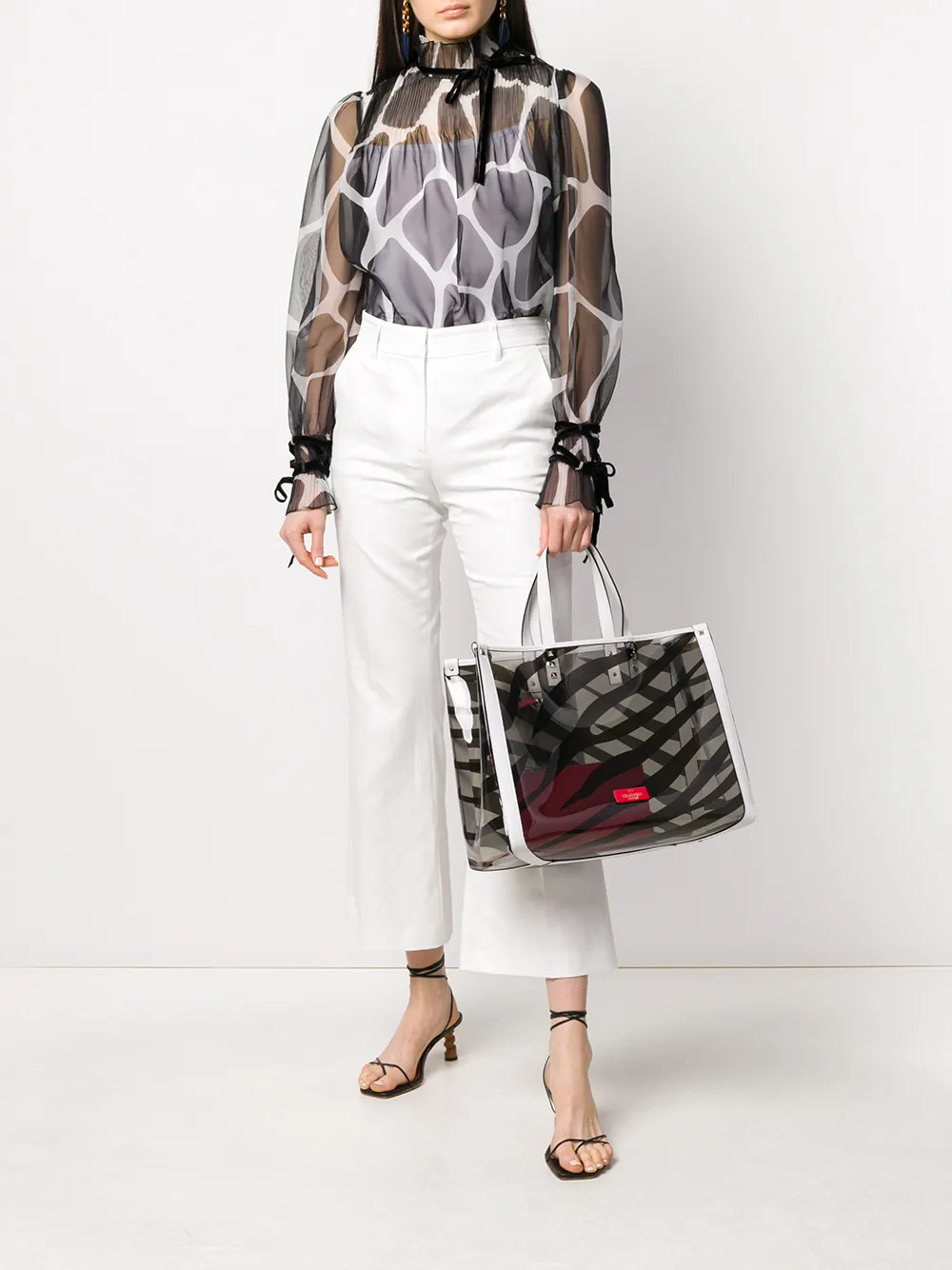 Image 2 of Valentino animal print sheer blouse