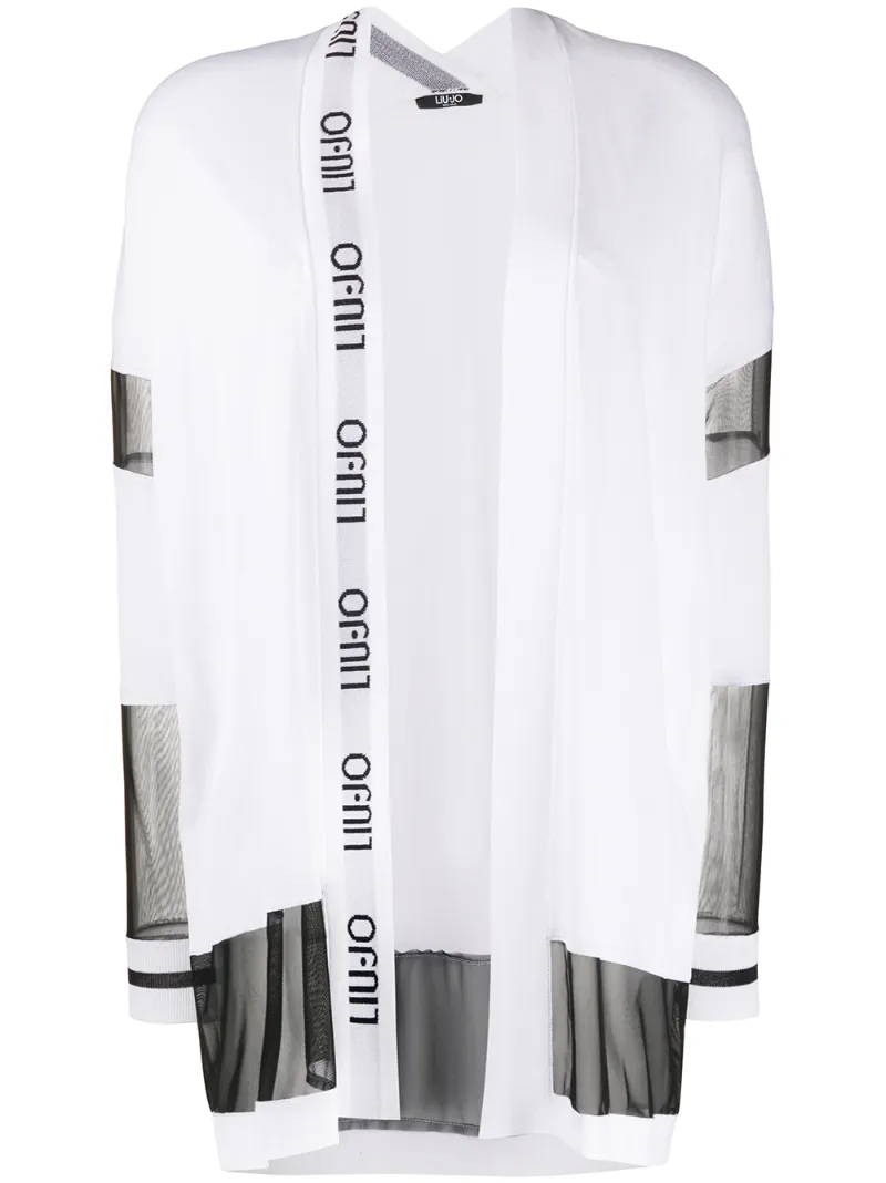 Liu •jo Oversized Sheer Panel Cardigan In White