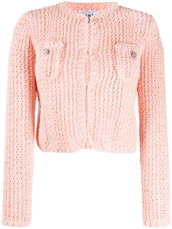 pink chanel cardigan