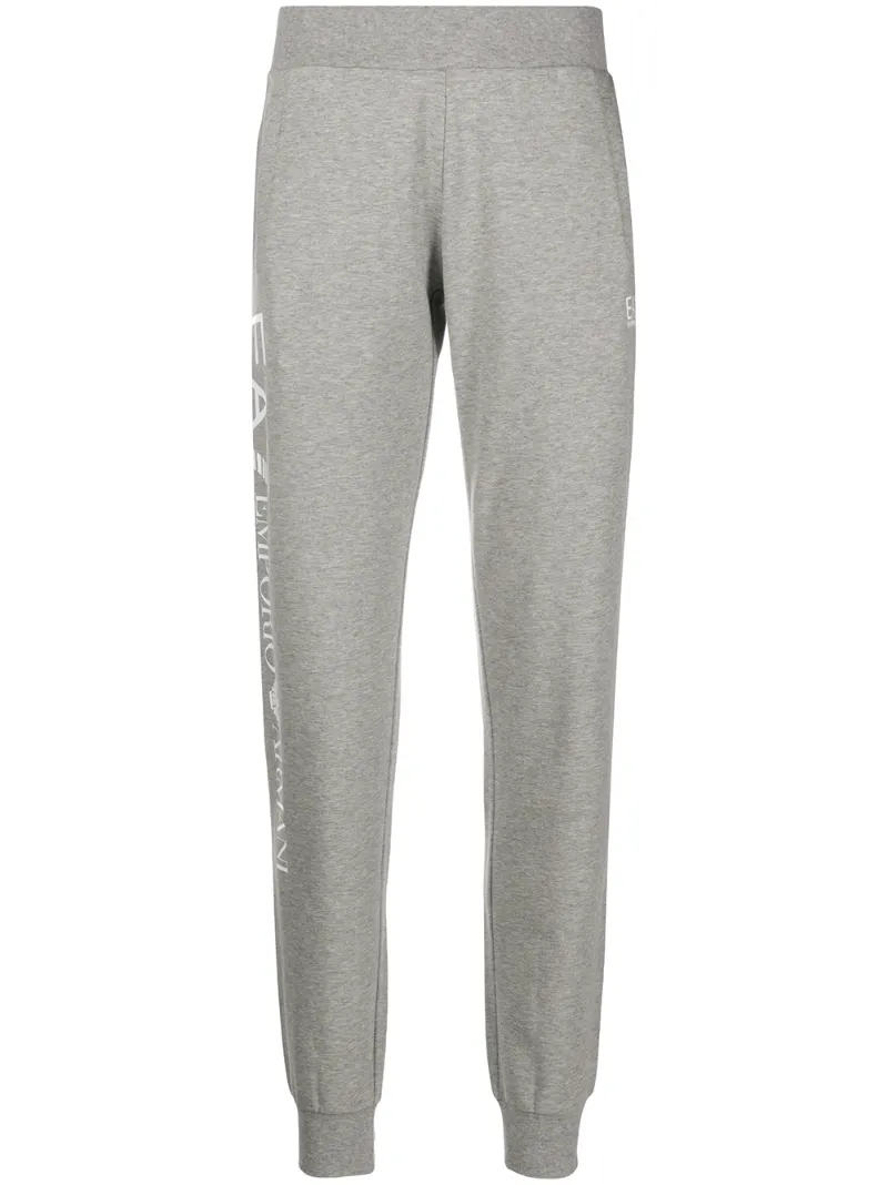 Ea7 Logo Print Track Trousers In Grey