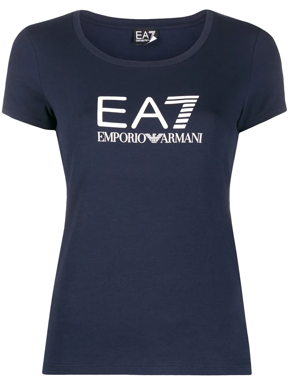 Ea7 Emporio Armani logo print Scoop Neck T shirt Farfetch
