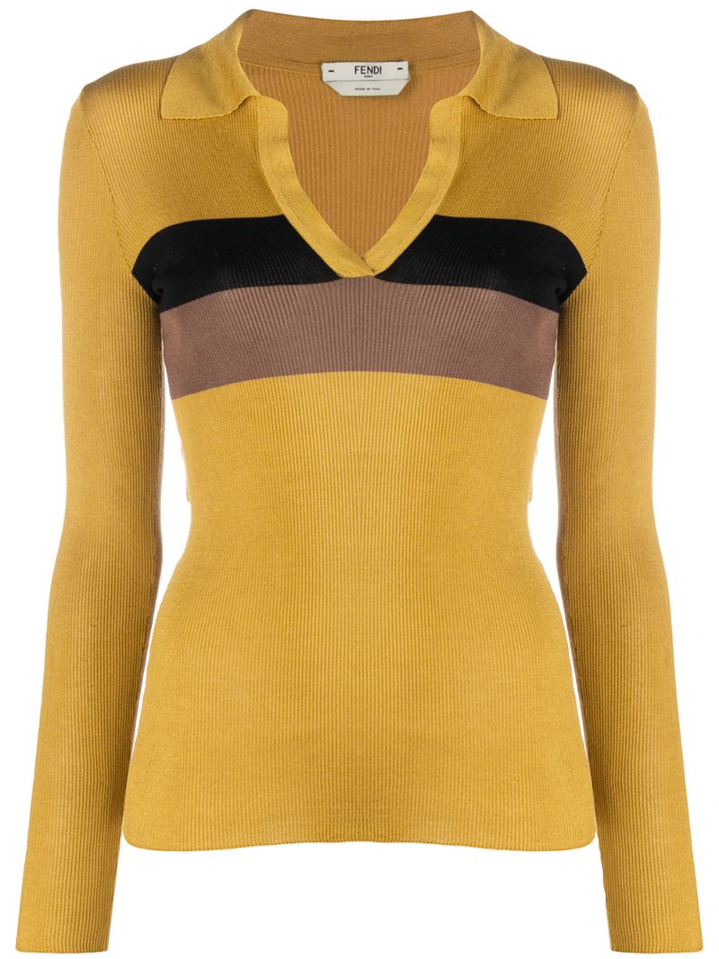 Fendi Pequin Striped Ribbed Jumper In Neutrals