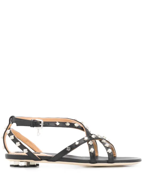 Dsquared2 maple leaf studded flat sandals