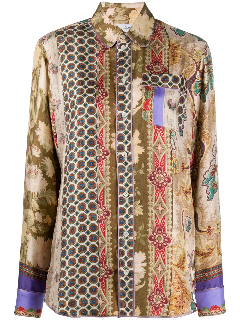 Pierre-Louis Mascia mixed-print silk shirt Pierre-Louis Mascia mixed-print silk shirt