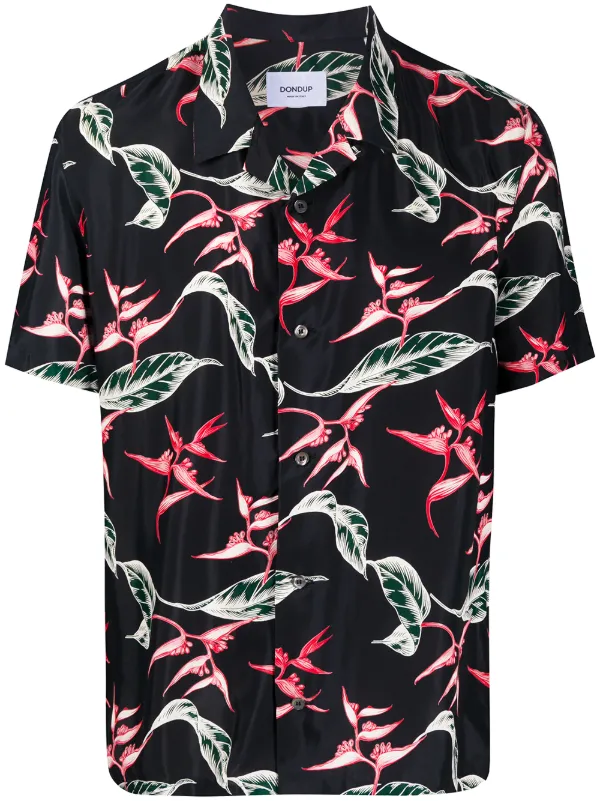 Dondup Botanical Print Shirt Uc239ff0345xxxdu Black Farfetch